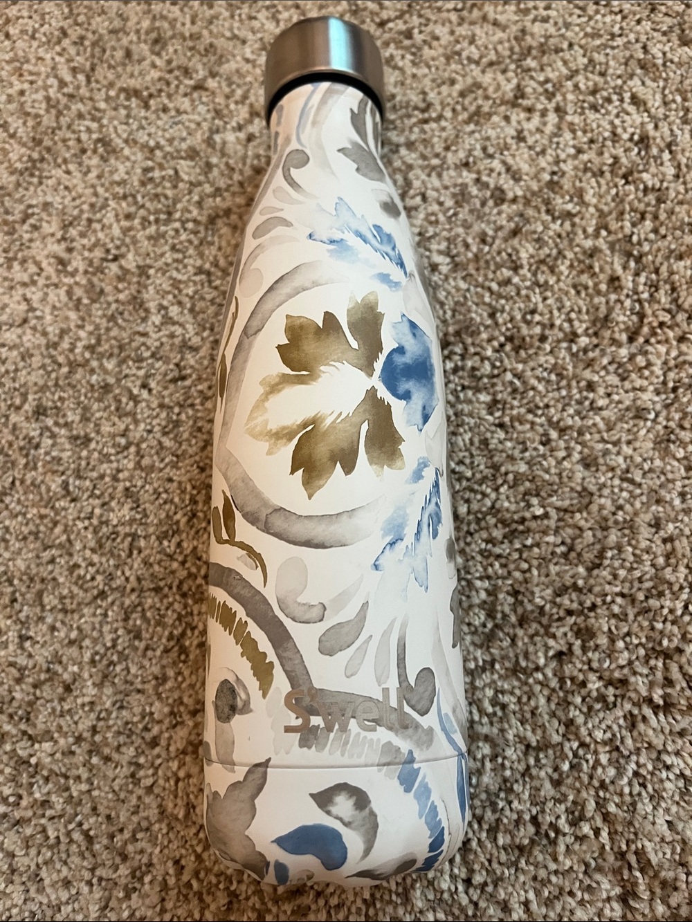 S'well Blue and Gray Botanical Pattern Insulated water  Bottle